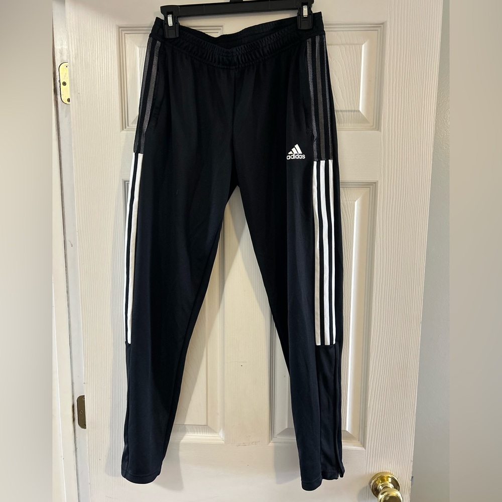 Adidas Kids Black Joggers with White Stripes